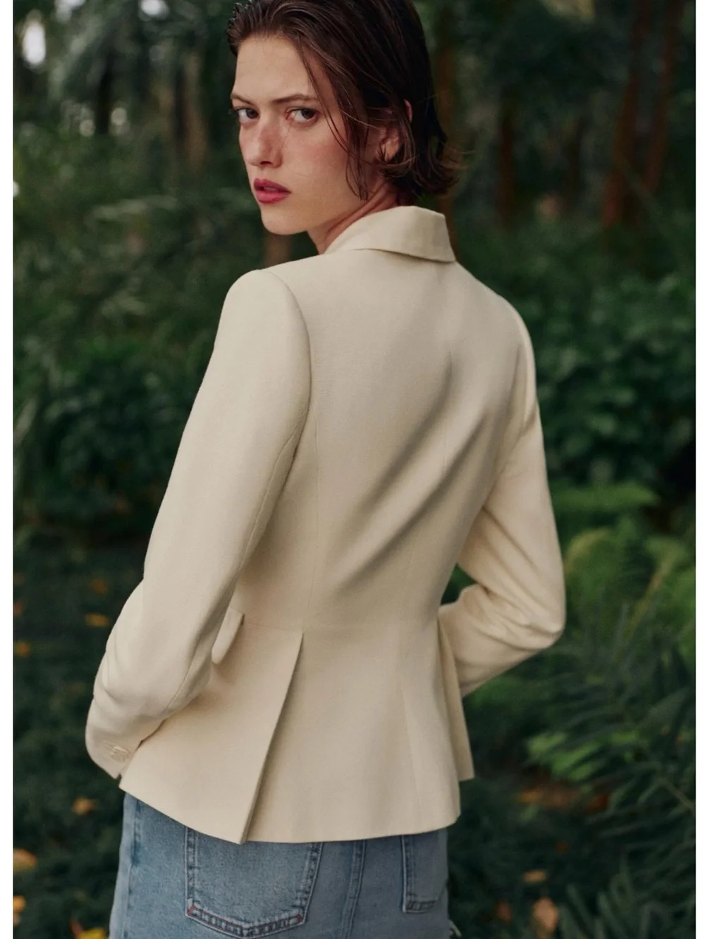 Zara Women's Ivory Tailored Single-Button Blazer